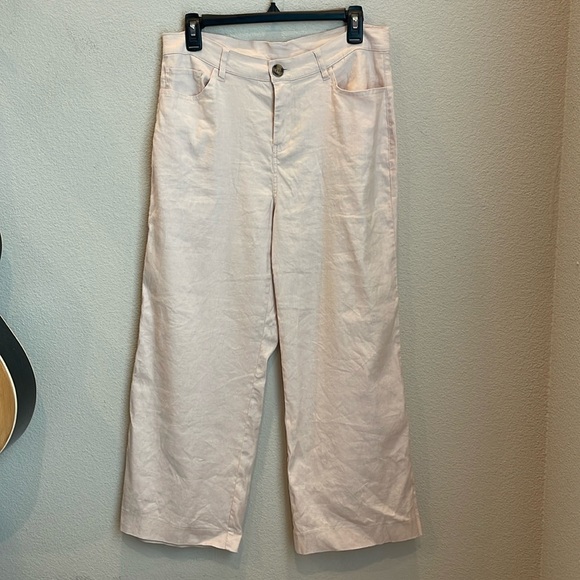 Adyson Parker Wide Leg Linen Blend Crop Pants Size 8 - Picture 2 of 8